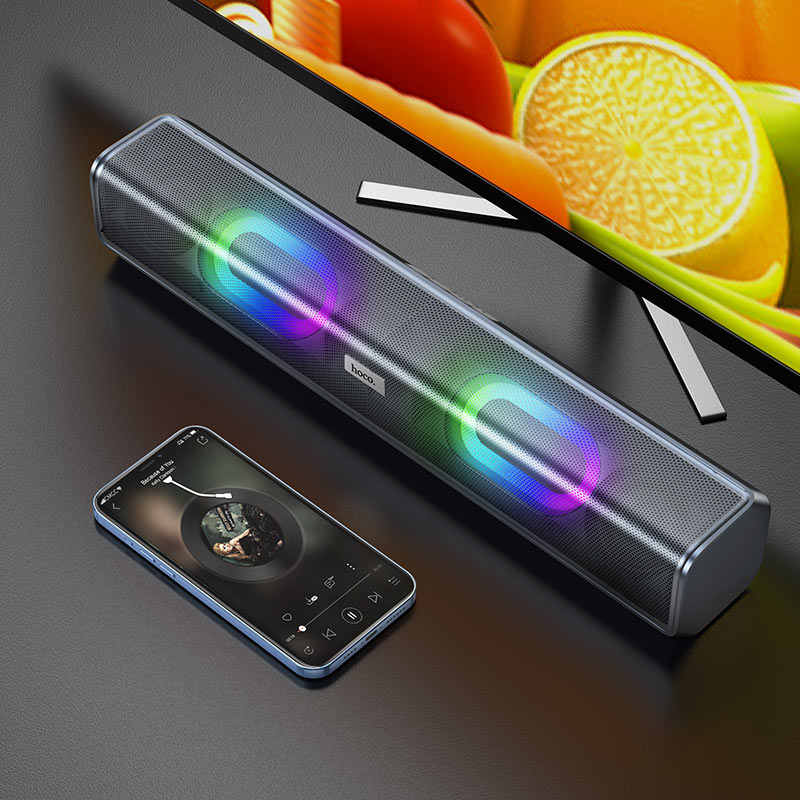 Hoco BS49 Desktop Wireless Speaker with RGB Light, Bluetooth, USB, AUX, TF Card & FM