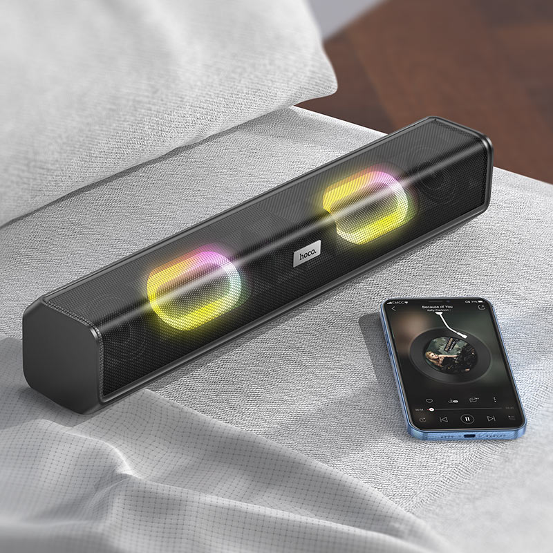 Hoco BS49 Desktop Wireless Speaker with RGB Light, Bluetooth, USB, AUX, TF Card & FM