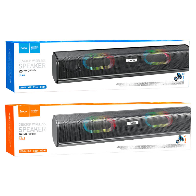 Hoco BS49 Desktop Wireless Speaker with RGB Light, Bluetooth, USB, AUX, TF Card & FM