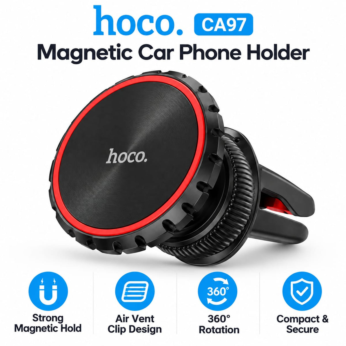 HOCO CA97 Strong Magnetic Air Vent Car Phone Holder – 360° Rotating