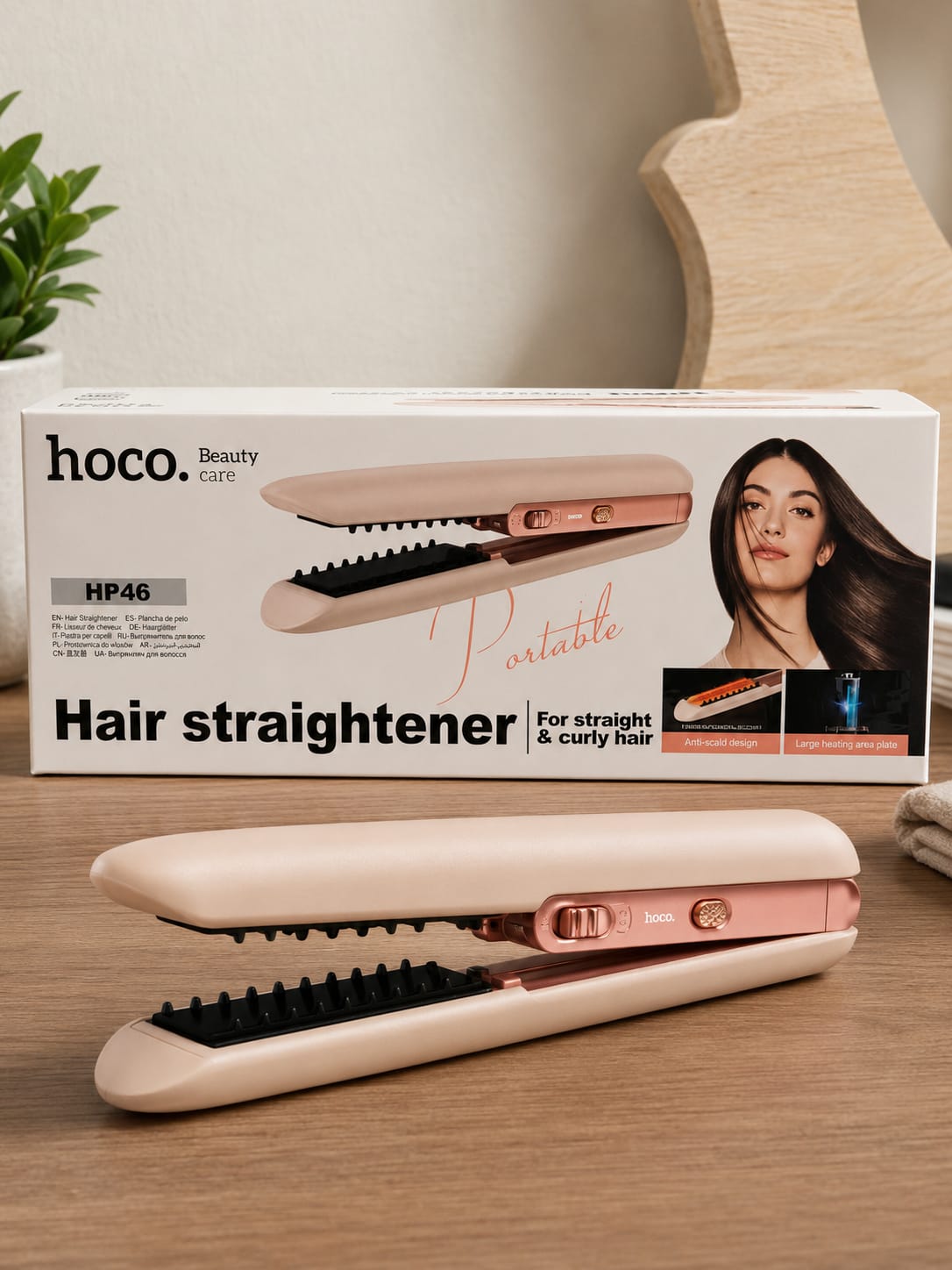HOCO HP46 Portable Hair Straightener for Straight & Curly Hair