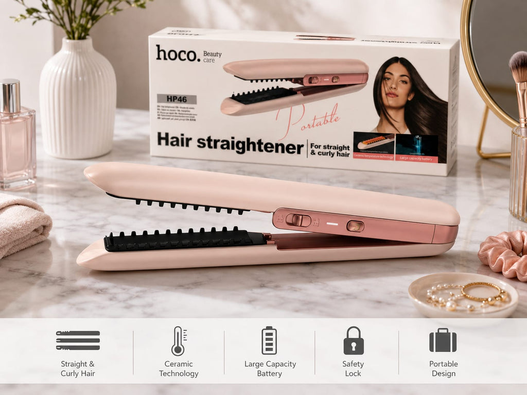 HOCO HP46 Portable Hair Straightener for Straight & Curly Hair