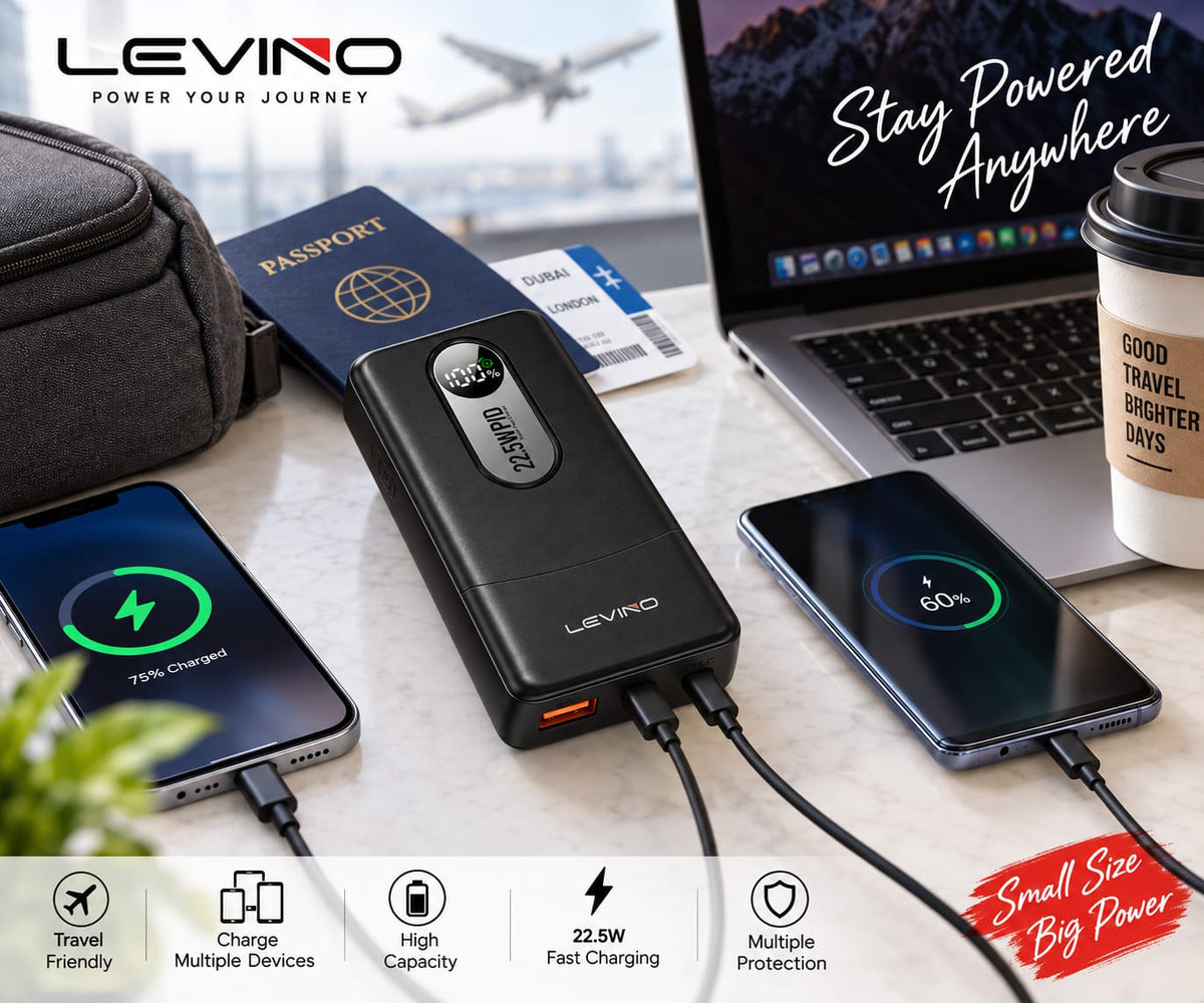 LEVINO N-62 20000mAh Power Bank 22.5W Fast Charging – Black