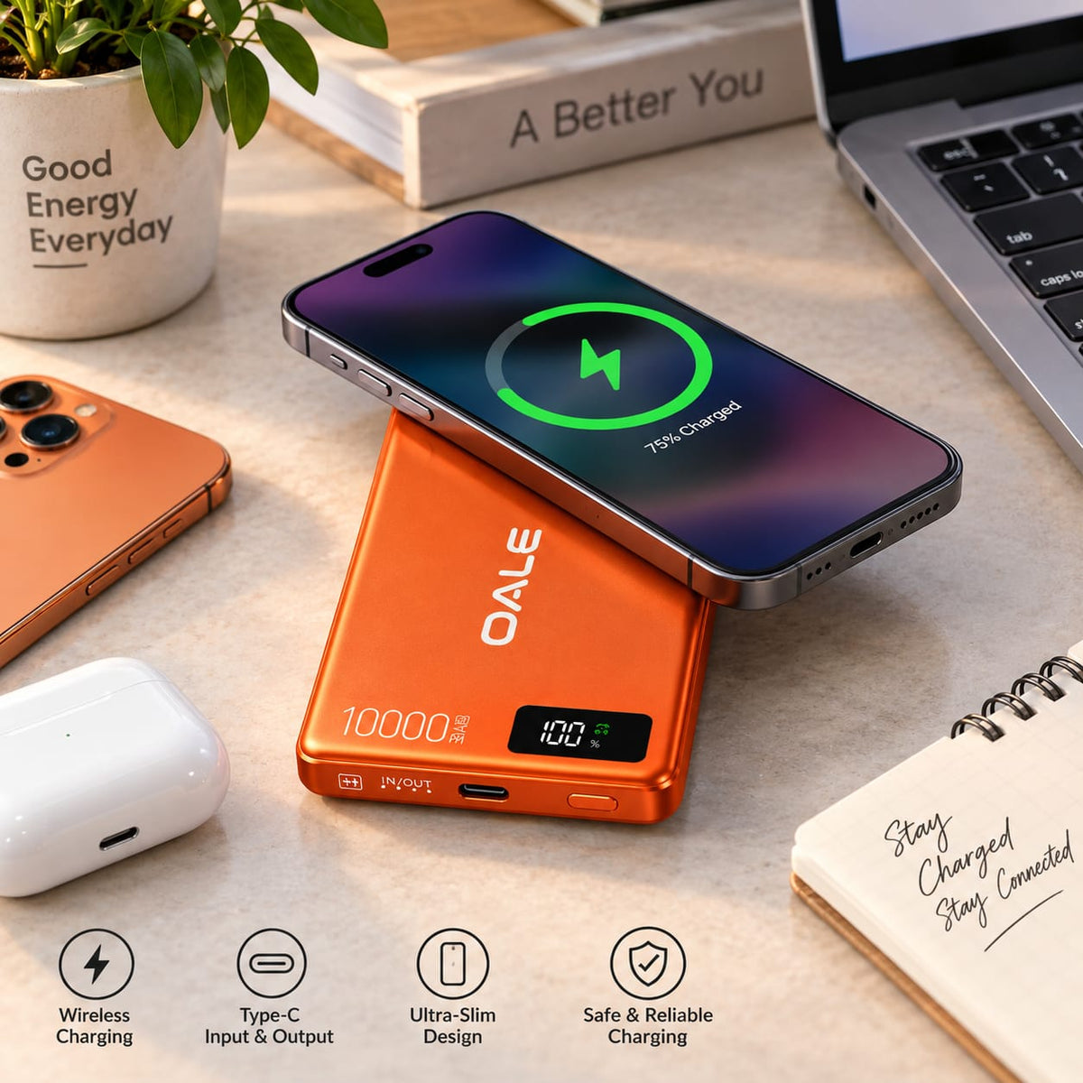 OALE iMagsafe Slim 5000mAh Ultra-Slim Magnetic Wireless Power Bank – 20W PD